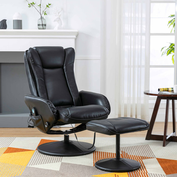 Oliver Harmeet 30" Wide Faux Leather Manual Swivel Ergonomic